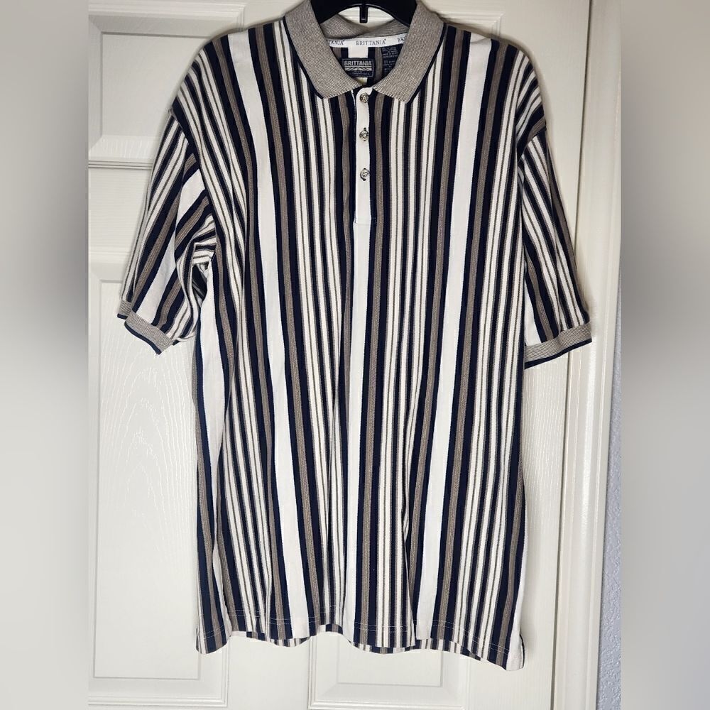 Britannia by LeviStrauss XL Striped Mltclrd Shrtslv Polo 100%Cotton Men's Shirt